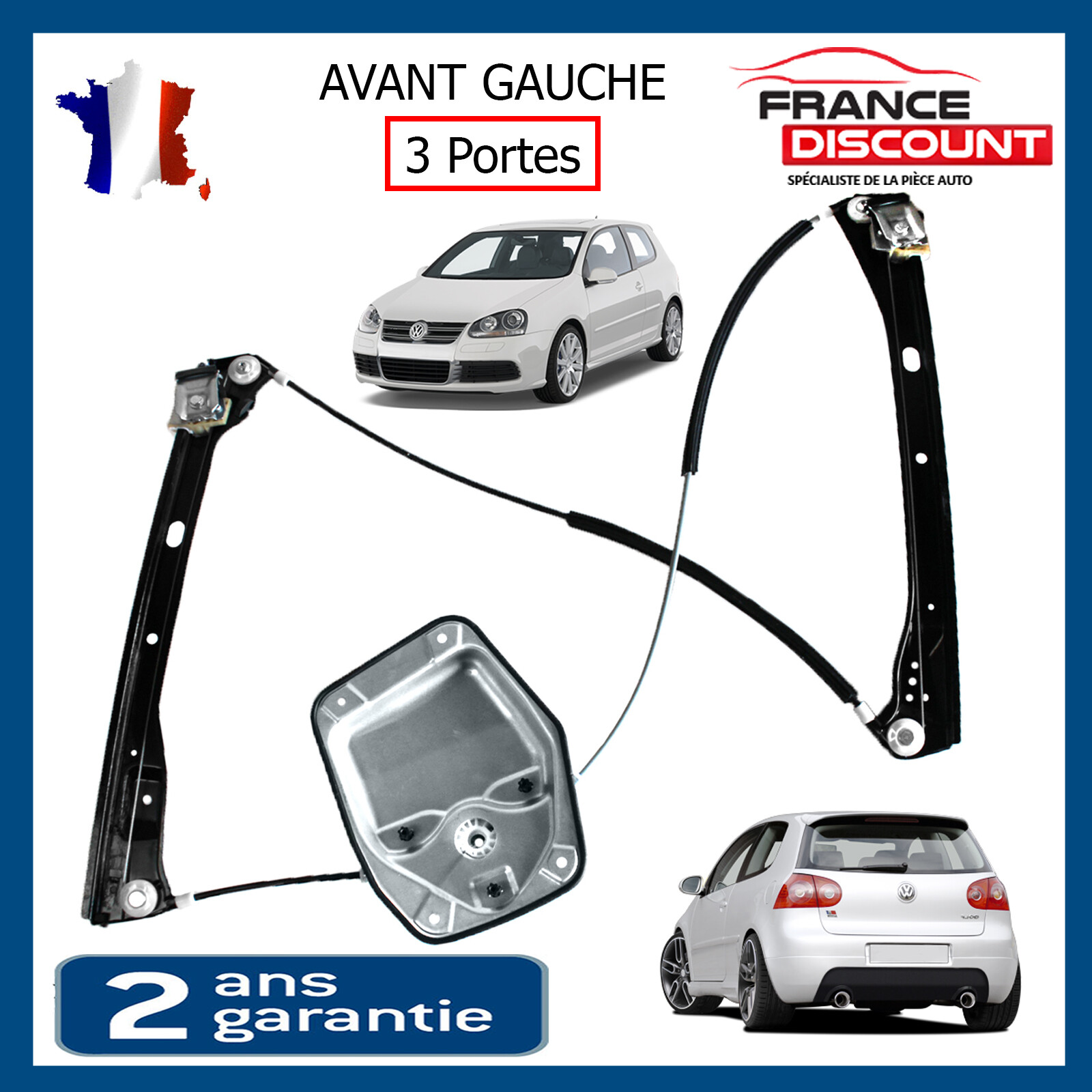 Lève-vitre avant gauche pour VW Golf 5 3 portes mécanisme de remplacement OEM 1K3837461A