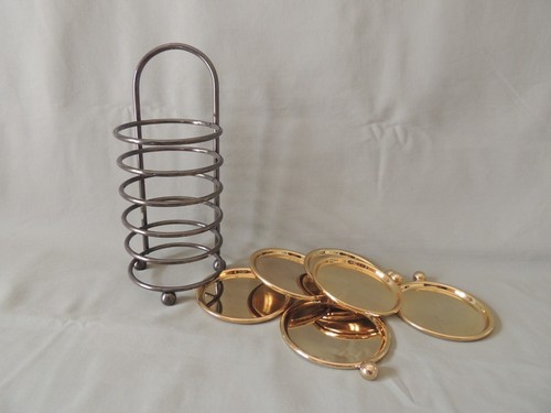 Beautiful bronze coasters set in a metal holder - Picture 5 of 10