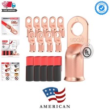 10 PCS Listed 1/0 AWG - 3/8" Battery Cable Lugs, Heat Shrink Ring Terminals ...