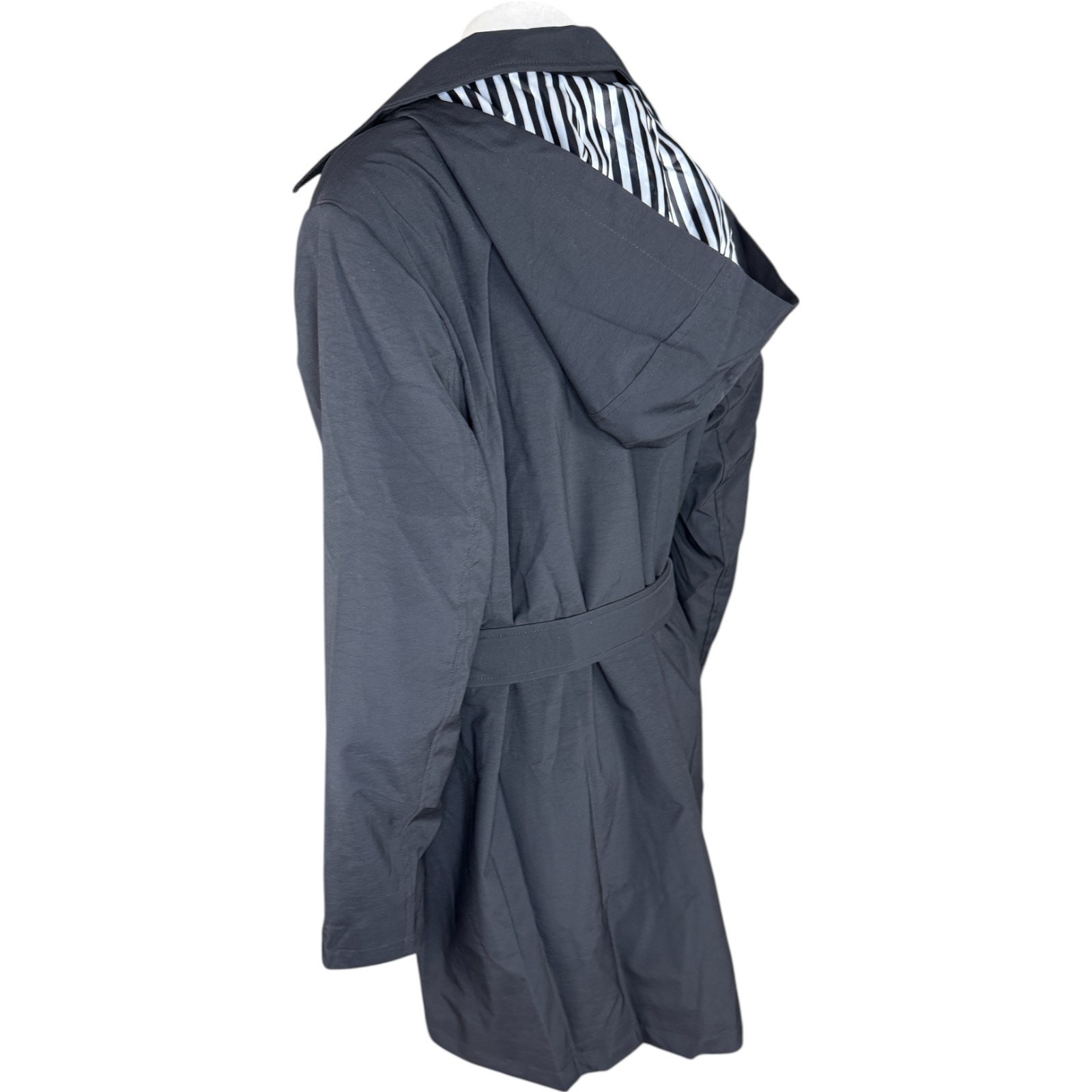 Dennis Basso Regular Water Resistant Trench Coat with Hood Black 2X Winter