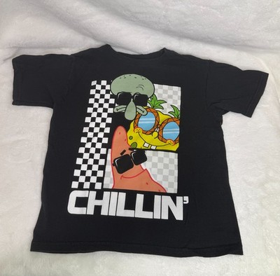 Nickelodeon SpongeBob Squidward Patrick T-Shirt Kids XS 4/5 Black (Reloved)
