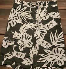 VTG Abercrombie  Fitch Long Board Shorts Mens 32 Green Cargo Floral Hawaii 90  s