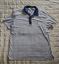 Izod Golf Pineapple Print Polo White Navy Blue Men  s XL