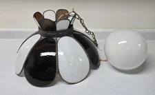 Gramercy Park Lightning  TIFFANY STYLE AMBER & WHITE Hanging SLAG Light Fixture 