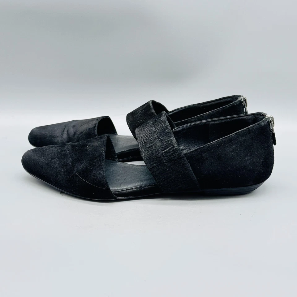 Zapatos Eileen Fisher para mujer 8,5 negros de gamuza D'Orsay espalda plana cremallera punta Foto 2 de 4