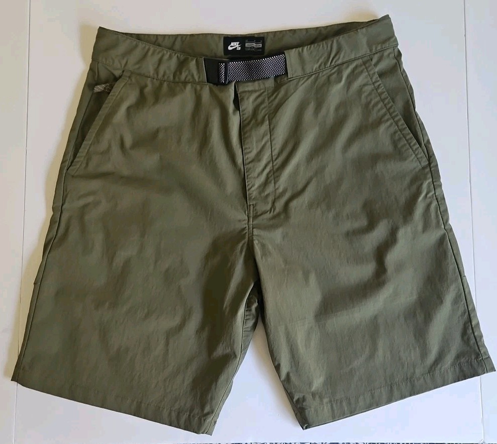 Nike SB El Chino Skate Shorts Belted Army Green Skateboarding Stretch Men's 32