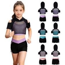 Girls Set Colorful Sportswear Stylish Hoodie Soft Shorts Breathable Patchwork