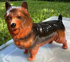 Coopercraft Dog AUSTRALIAN TERRIER Ceramic Figurine England Sticker RARE HTF!