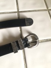 VTG Native American Navajo Handmade Sterling Silver Belt Buckle Set Signed M 35”