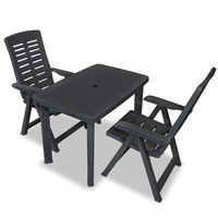 3 Piece Bistro Set Plastic Anthracite vidaXL
