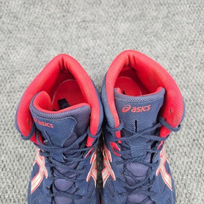 Asics Mens 13 Red Blue Snapdown Wrestling Shoes High Top Athletic Training J502Y Asics Mens 13 Red Blue Snapdown Wrestling Shoes High Top  main image 2