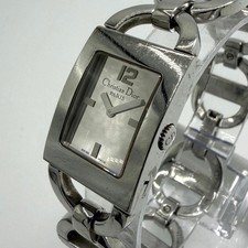 Christian Dior Silver CD Bracelet Watch Used Jewelry