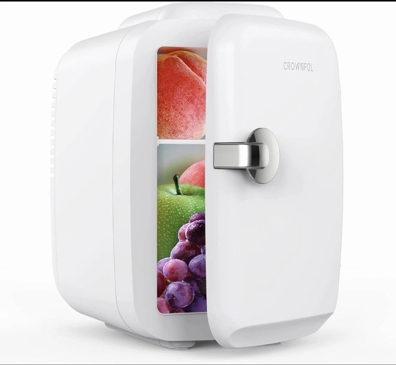 CROWNFUL Mini Fridge 4 Liter Portable Cooler Warmer Skincare Beverage White NEW