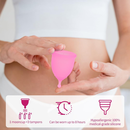 Coppetta Mestruale, 2 PCS Menstrual Cup in Silicone Medicale, Anallergica, Riuti - Foto 4 di 12