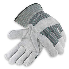Galeton Heavy Shoulder Leather Palm Gloves Safety Cuff Green Stripe 12 Pack 2...