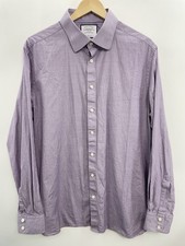 Charles Tyrwhitt Slim Fit Dress Shirt Micro Check Egyptian Cotton Purple Men 17 