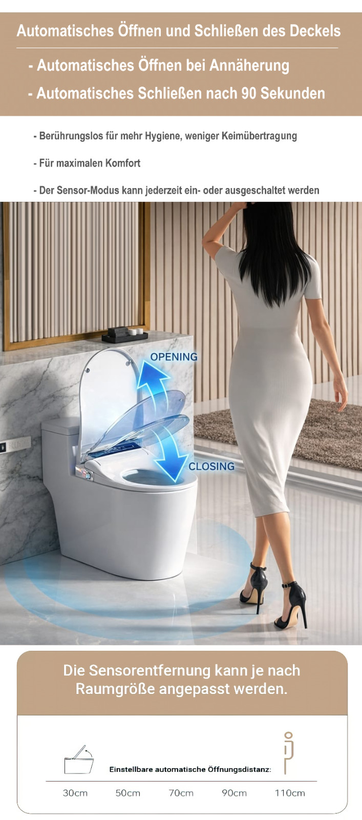 Leeventus MYN01 App WC Giapponese Coperchio Auto Acciaio Inox foto 2