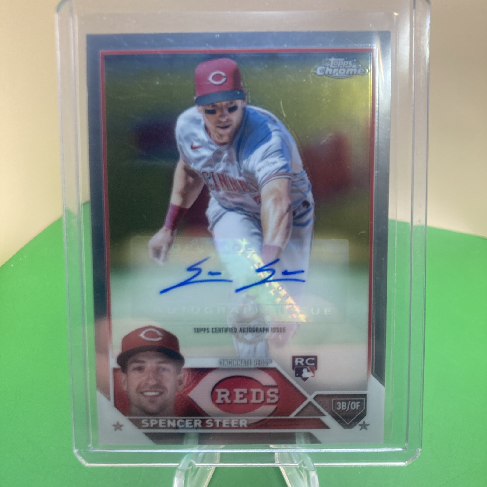 2023 Topps Chrome Update Spencer Steer #AC-SS RC Rookie Auto Cincinnati Reds