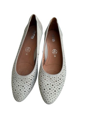 Ara Women s Suede Perforated Flats Si Gray Comfort Shoes Low Block Heel Size 9