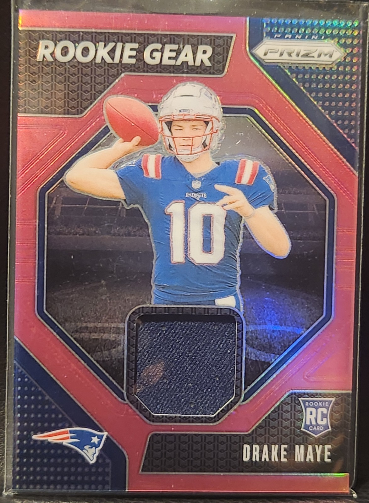 2024 Panini Prizm Drake Maye Rookie Gear Pink Prizm #RG-DME NFL Patriots (RC)
