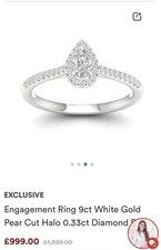 White Gold Hallmarked Tear Drop 0.33kt Diamond Engagement Ring Size N