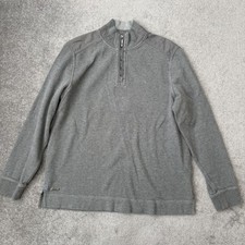 Tommy Bahama Sweater Mens Medium Gray Quarter Zip Mock Neck Cotton Pullover