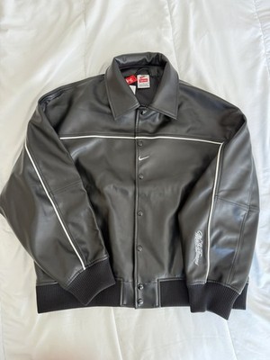 Nike X Supreme Chaqueta De Piel Sintética Talla L Color Negro Y Blanco