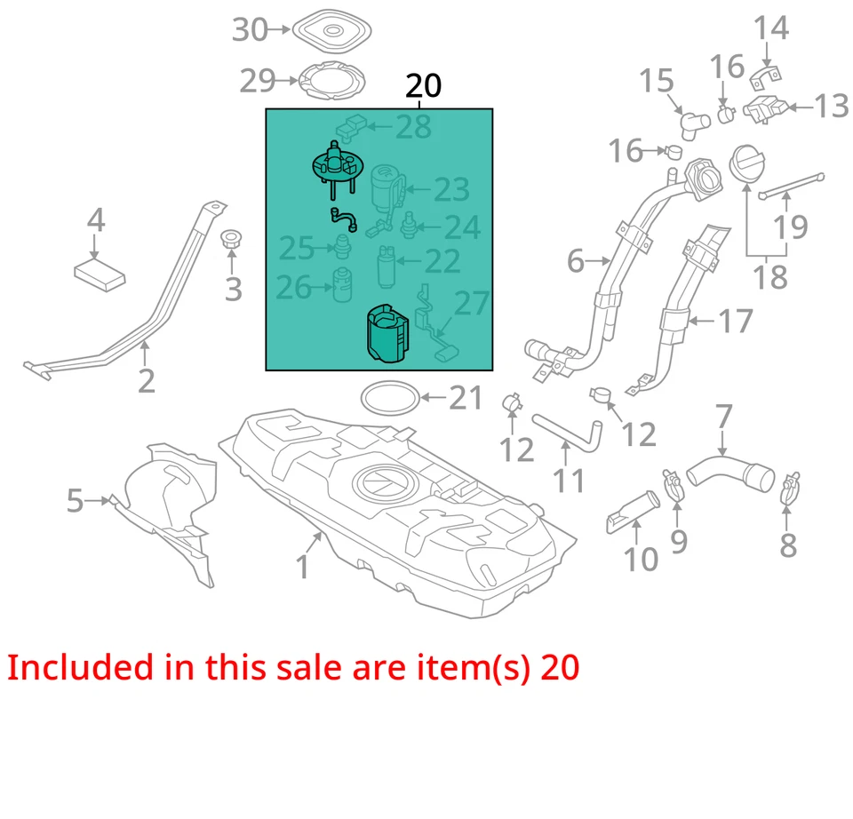 Conjunto de bomba de combustível KIA RIO 2012-2015 FWD 1,60L usado 104K milhas 323-59422 - Imagem 3 de 4