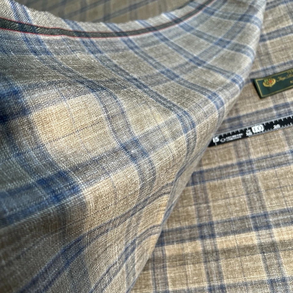 Loro Piana SILK AIR Fabric 1.60m - 35% SILK Wool Linen - Plaid -Slender Jacket - Image 3 of 4