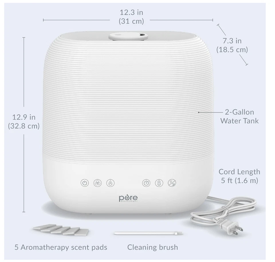 Pure Enrichment HUME Sense Warm & Cool Mist Top-Fill Humidifier, 2-Gal Tank - Image 2 of 4