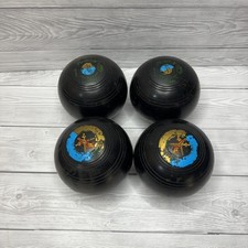 Henselite Size 3 Heavy Bowls Classic Black Set of 4 Indoor Outdoor Sports