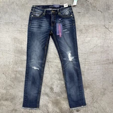 Vigoss Women’s The Thompson Tomboy Jeans Size 27/27 Distressed Blue NEW