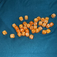 Dice D6 Set Of 36 Swirled Dice 12mm Pearlescent Orange W/White Pips 40K D&D 