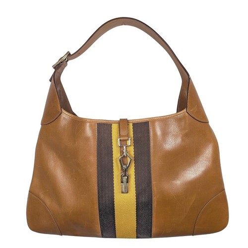 Vintage Gucci Tom Ford Era Jackie O Shoulder Bag Tan Brown Leather Y2K  purse