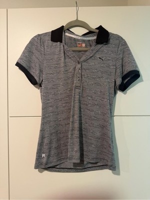 Puma Women's Gray Polo Button Down Shirt with Black Collar