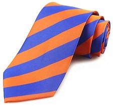 Men's Plaid Striped Tie Floral Patterned Business One Size Orange Royal Blue