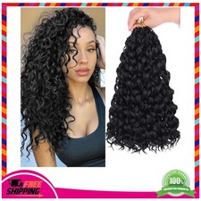 14 Inch Gogo Curl Crochet Hair 8 Packs Ocean Wave Pre-looped Black Deep Twist 1B