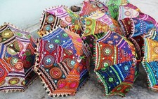 Lot Of 20 PC Indian Embroidered Work Umbrella Mehndi Wedding Decor Sun Parasol