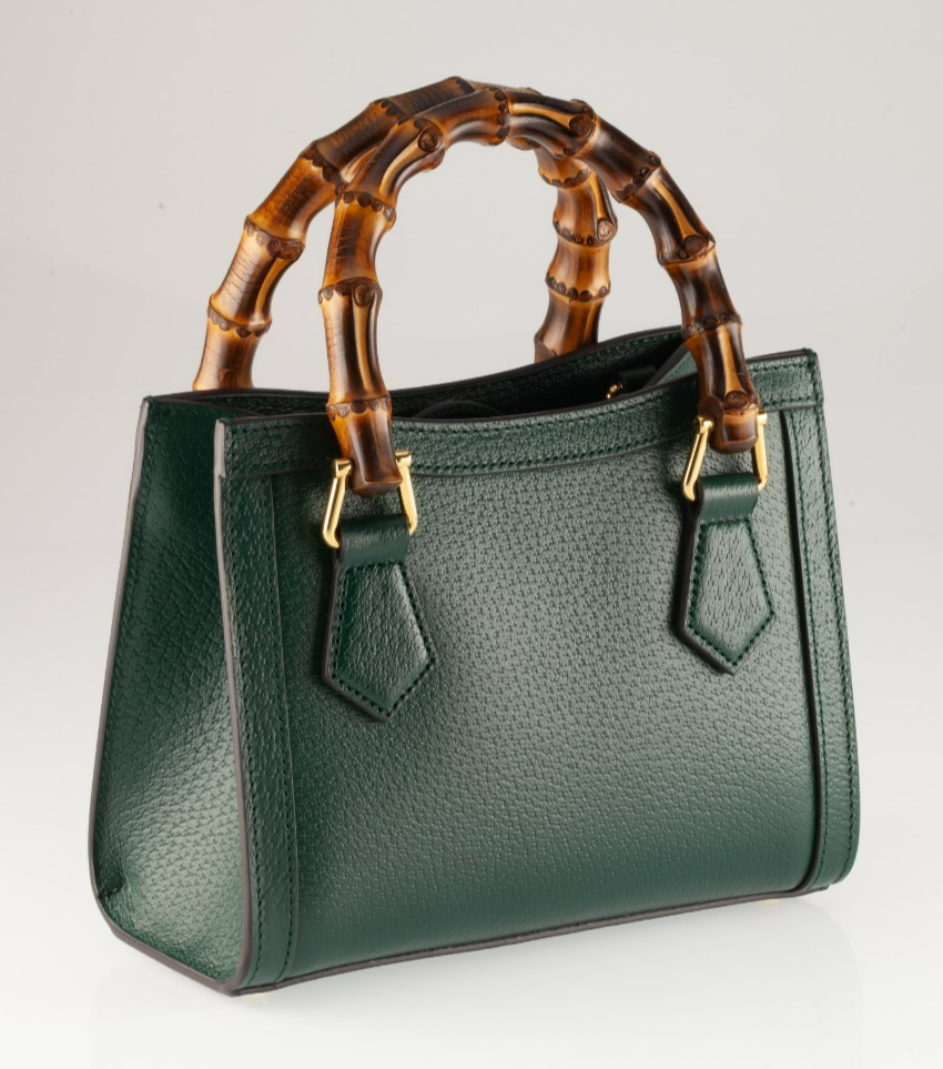 Gucci Mini Diana Green Leather Tote Bag with Bamboo Handles Box