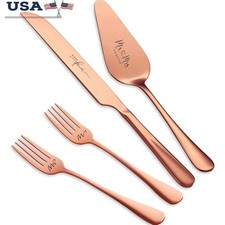 Engraved Wedding Cake Knife Server Set 4 Pieces Gift Special Occasions New
