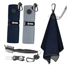 Golf Towel, 2 PCS Magnetic Golf Towels with Brush and Divot 2 Pack Black Gray