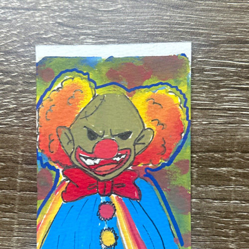 ACEO “zombie the clown” 2.5x3.5 artist trading card