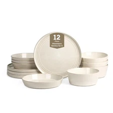 Stone Lain Claire 12-Piece Dinnerware Set Plates Bowls Stoneware Dishwasher Safe