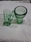 Vintage Libbey  Coca Cola Green Heavy Glass Mugs with Handle Set of 2 Used Nice