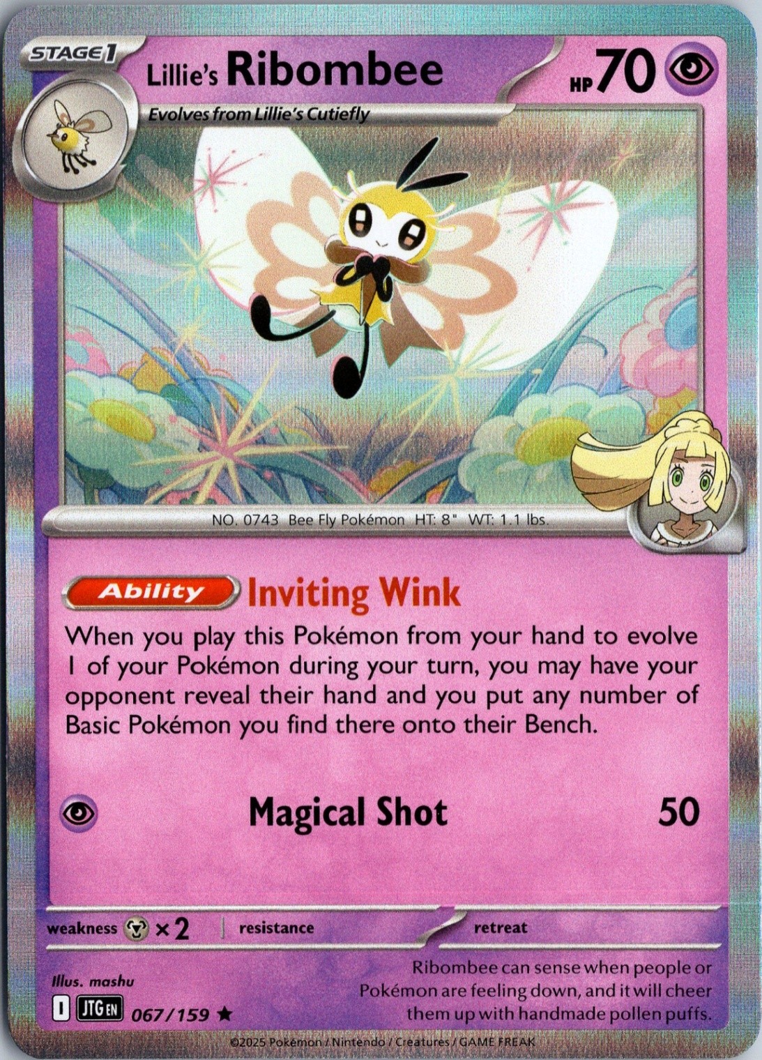 Lillie's Ribombee - Holo Rare SV09: Journey Together 067/159 NM