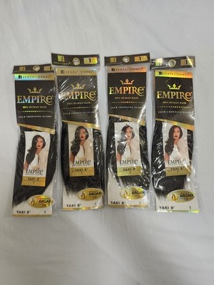 4 PACKS EMPIRE YAKI- SENSATIONNEL 100% HUMAN REMY HAIR SOFT YAKY W/ ARGAN OIL 8''