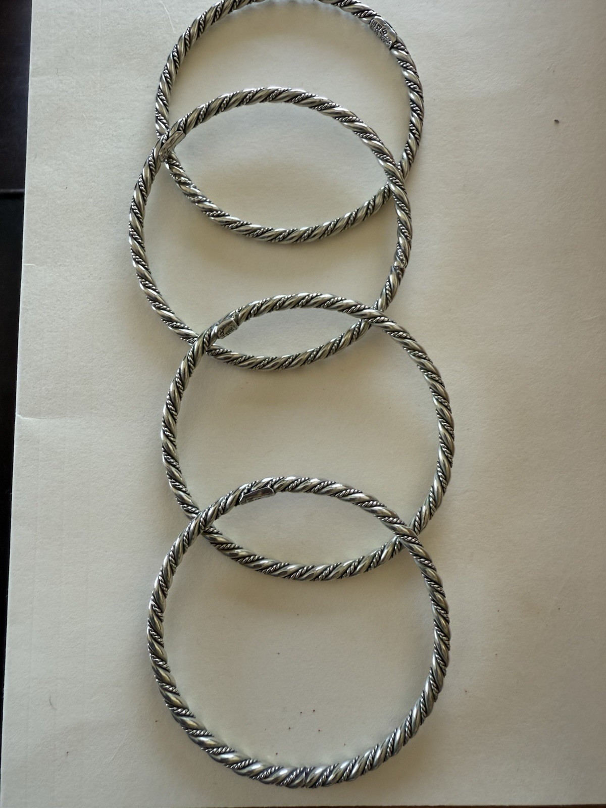 Four Sterling Silver Bangle Bracelets Marked Mexi… - image 3