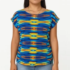 L-RL Ralph Lauren Active Womens Colorful Tie Dye Top Indie Size Large Shirt