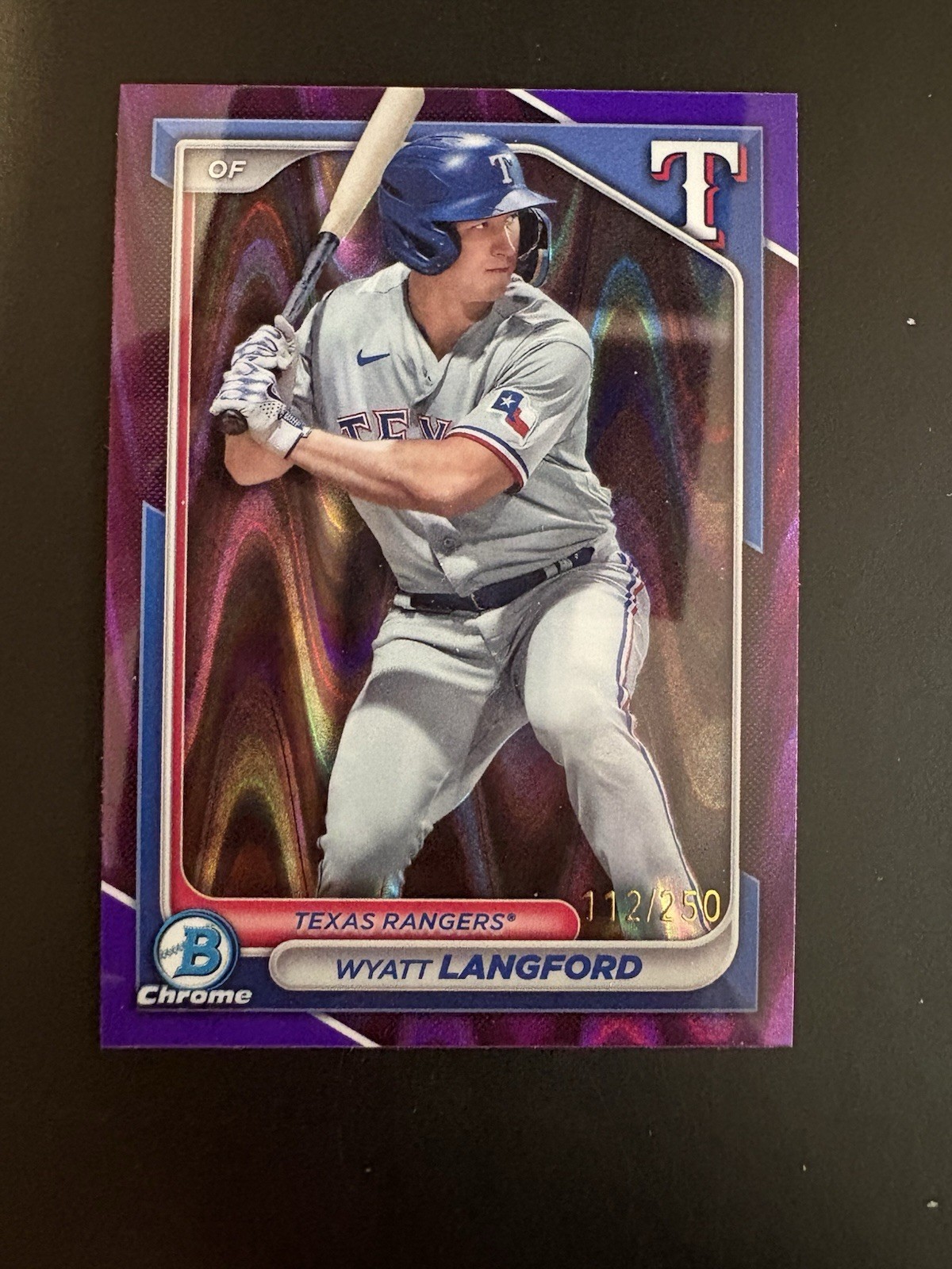2024 Bowman - Chrome Prospects Wyatt Langford #BCP-64 Purple Raywave  /250