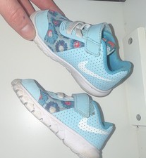 Nike Blue/White Floral Low Top Sneakers Hook Loop Strap Baby Toddler 4C